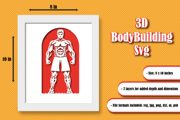3D BodyBuilding SVG for Shadow Boxes & Digital Sales