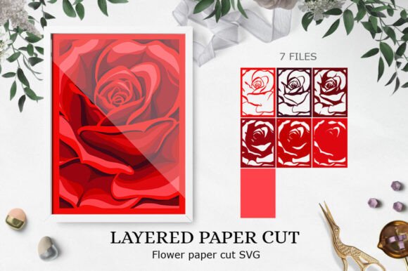 3D Red Rose SVG for Paper Flowers & 3D SVG Crafts