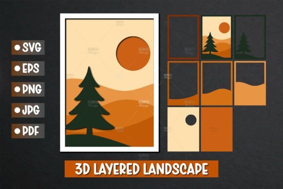 3D SVG Forest Sunset Ornaments Review