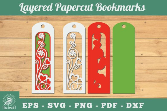 3D SVG Valentine's Day Heart Papercut Bookmarks