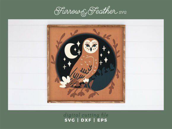 Barn Owl with Moon 3D SVG for Halloween Branding