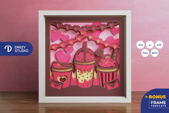 Coffee and Milkshake 3D SVG for Shadow Boxes
