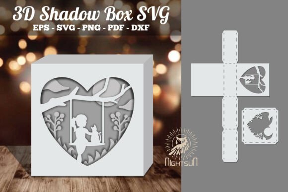 Girl and Cat 3D SVG for Shadow Boxes Branding