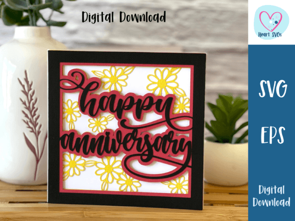 Happy Anniversary Card Daisies 3D SVG Shapes