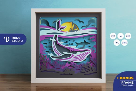 Humpback Whale 3D SVG for Shadow Boxes