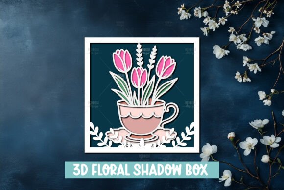Layered Floral Teacup 3D SVG for Kids Crafts