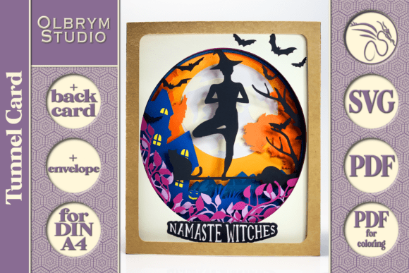 Namaste Witches 3D SVG for Pop-Up Cards
