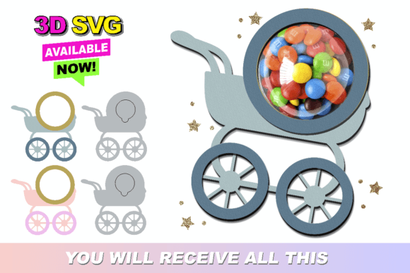 New Born Welcome Baby Candy Holder 3D SVG Shapes