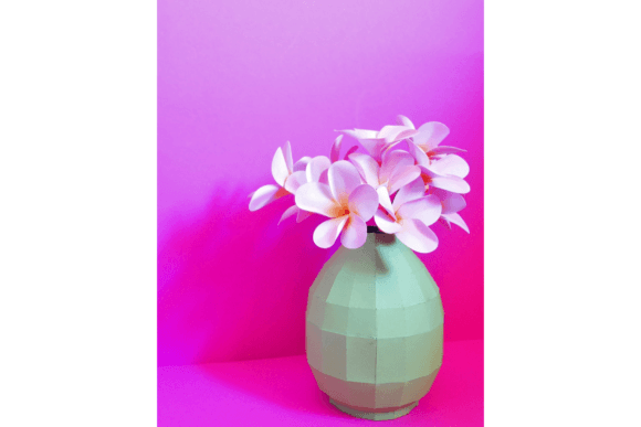 Plumeria with Oval Vase: 3D SVG Paper Flowers