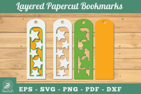 Stars 3D Papercut Bookmarks SVG for Space Design