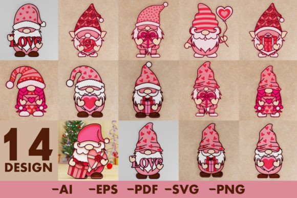 Valentines Day Special Gnome Home Craft 3D SVG Shapes