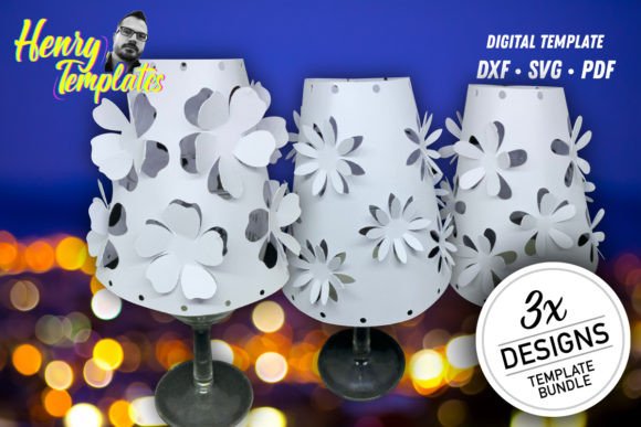 Wine Glass Lampshade Template: 3D SVG Shapes