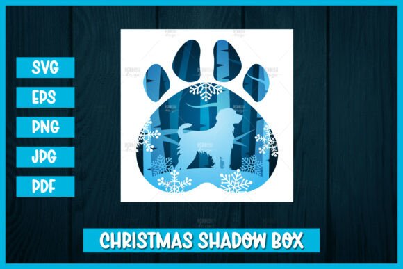 Winter Dog Shadow Box 3D SVG for Editorial Content